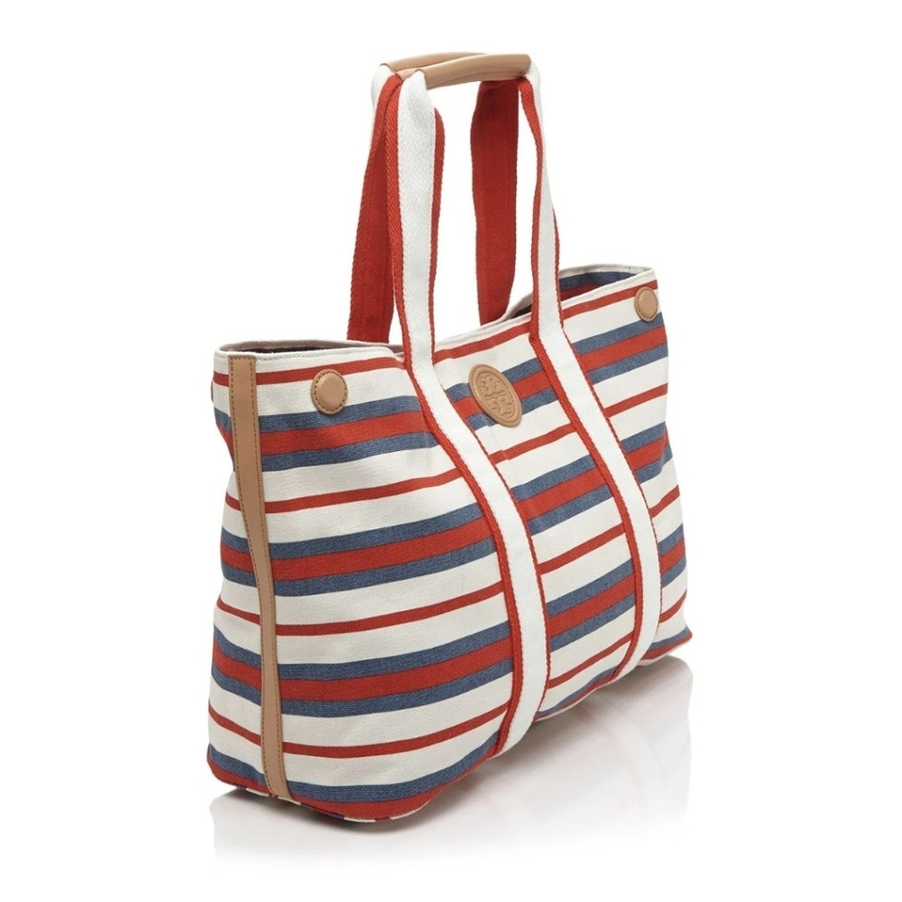Tory Burch Striped Tote Bag - Red, Blue, and White